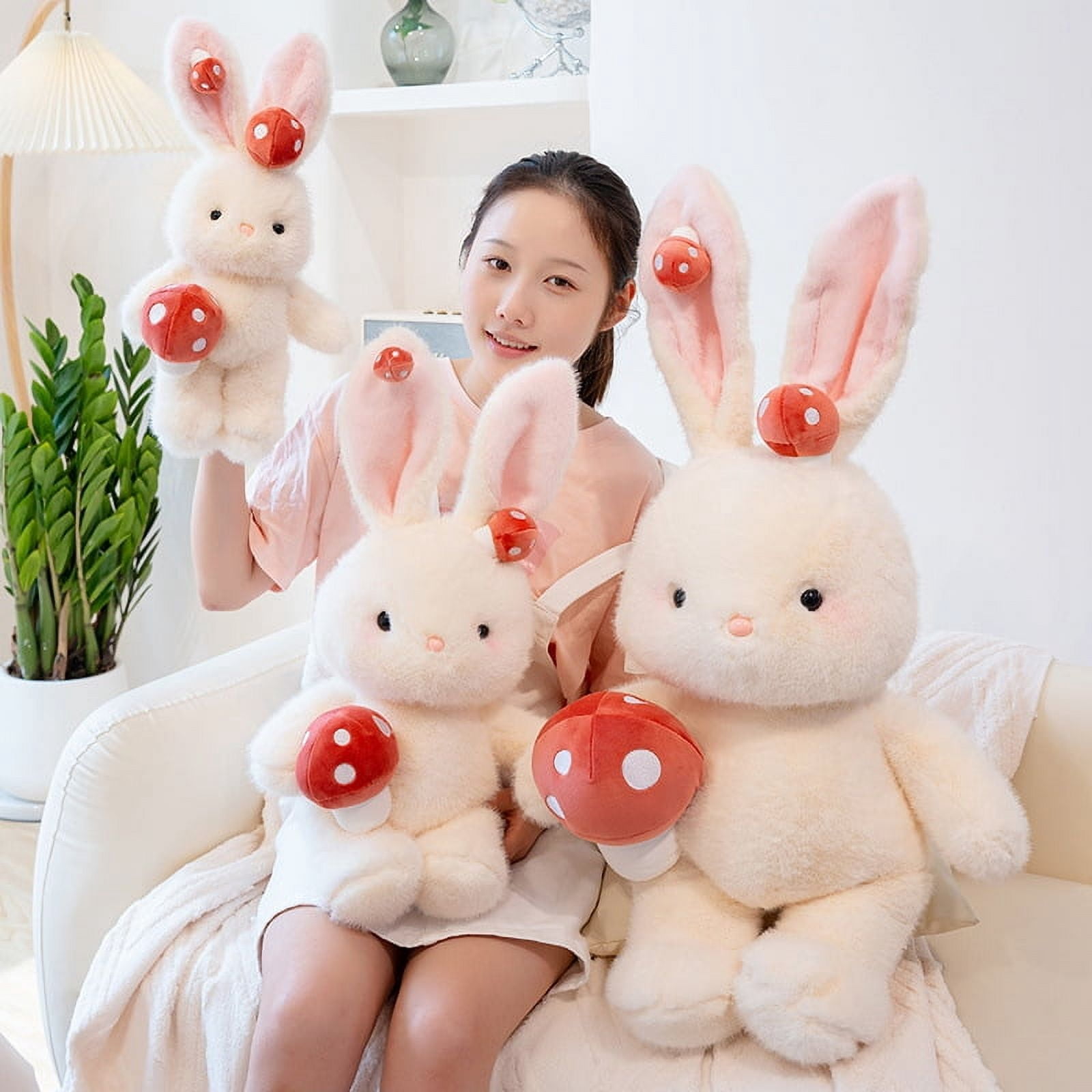 Cute White Rabbit Stuffed Animal,15.7 Inch White Rabbit Pillow Plush Toy,White Rabbit Plushie Pillow Toys Doll Decorative Throw Pillows for Kids Boys Girls Birthday Xmas Gift