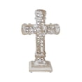 thumbnail image 3 of Natural & Distressed White Wooden Cross w/ Rosette Center & Base 13x8x5, 3 of 4