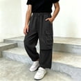 thumbnail image 6 of StSilkitty Baggy Cargo Pants for Boys Girls Solid Color High Waisted Elastic Drawstring Wide Leg Hiking Pants with Pockets, 6 of 8