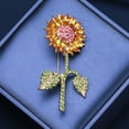 thumbnail image 6 of Hyasfey Women Brooch Pin Shiny Rhinestones Inlaid Plant Flower Pin Suit Coat Lapel Shawl Scarf Badge Clothing Accessories, 6 of 7