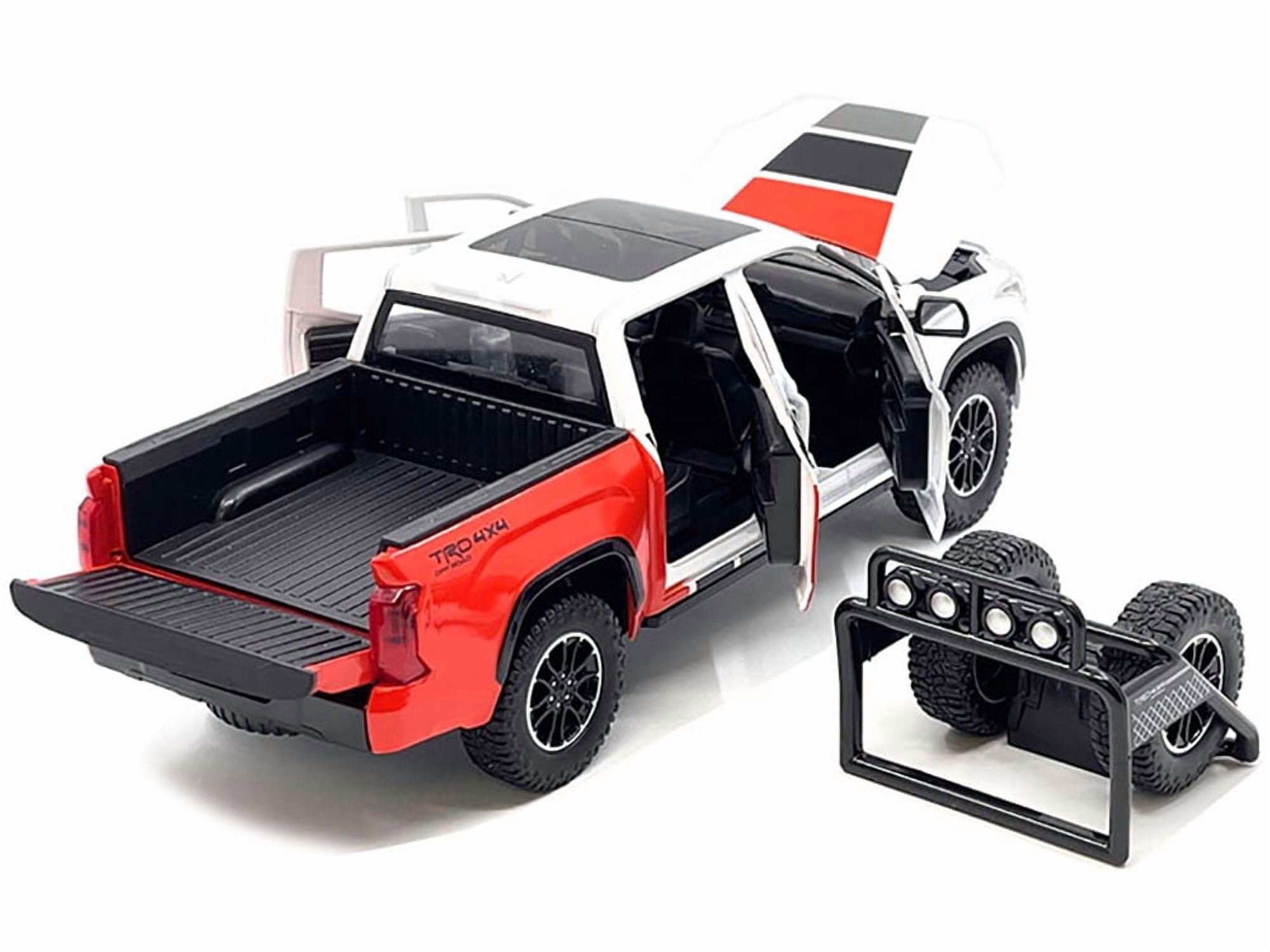 2023 Toyota Tundra TRD 4x4 Truck White & Red with Black and Gray with Sunroof and Wheel Rack Limited Ed 1/24 Diecast Model Car