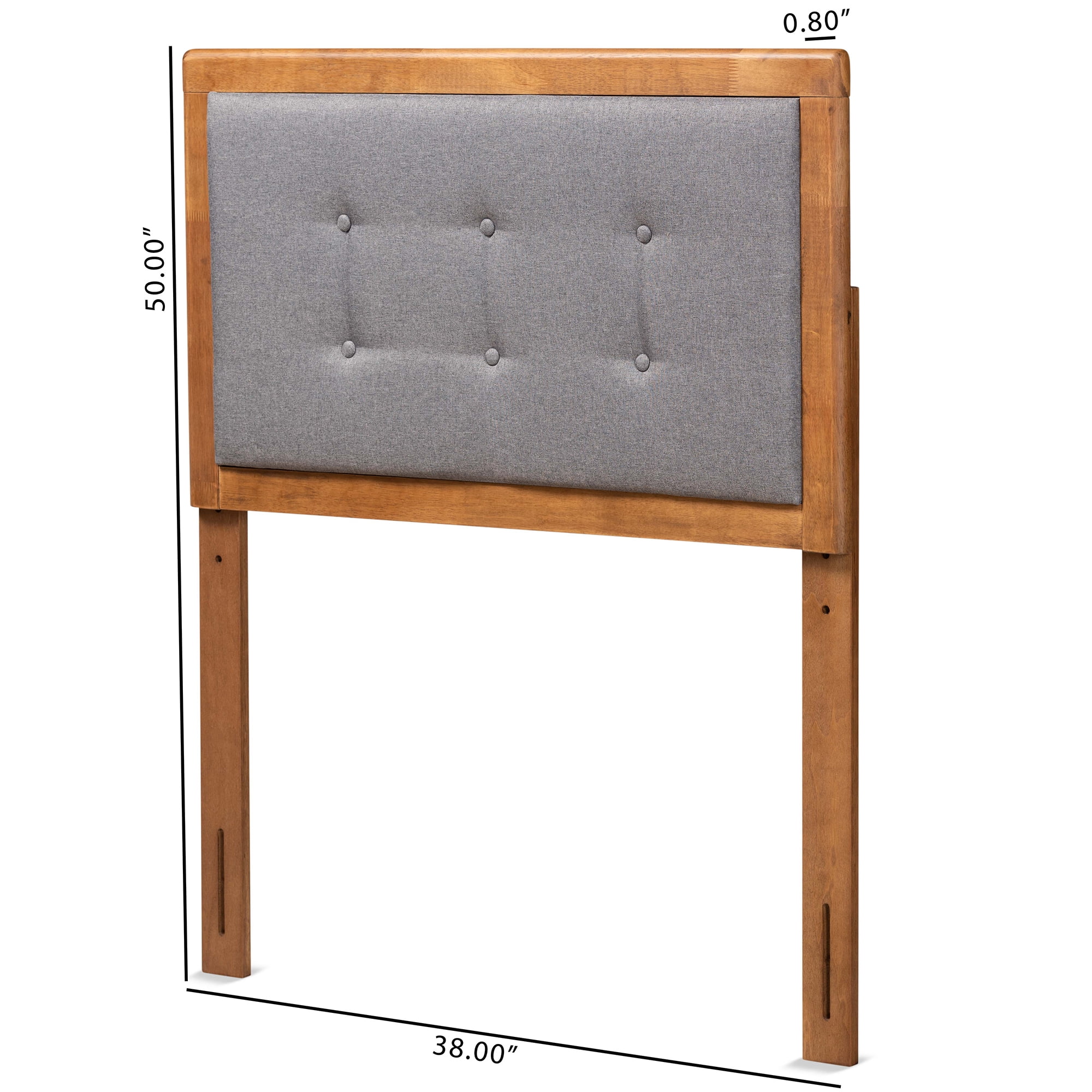 Baxton Studio Sarine Mid-Century Wood Tufted Upholstered Headboard, Twin, Dark Grey/Walnut