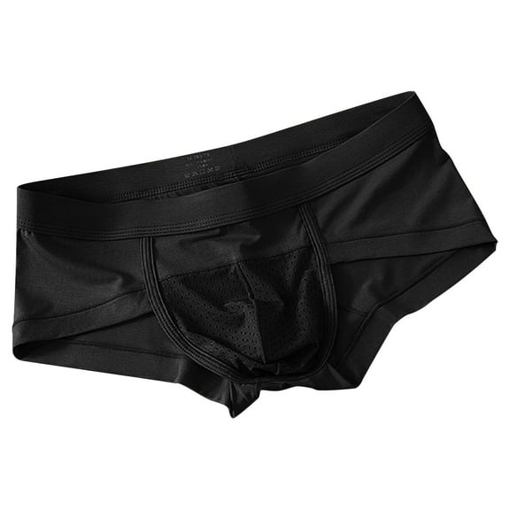 Rohuuque Men's Briefs Underwear Triangular Shorts with Mesh Breathable Sports Shorts Comfort Underwear Lightweight Black