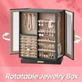 thumbnail image 6 of LEDREM 360° Rotatable Jewelry Box, 5-Layer Organizers & 18 Hooks For Necklaces, Glass & Velvet Lining, 6 of 9