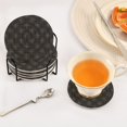 thumbnail image 5 of Haosy Set of 6 Drink Woven Coaster with Holder Heat Resistant Non-Slip Bar Coasters 4 Inches Gold Letter with White Ornament, 5 of 7