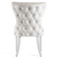 thumbnail image 6 of Furniture of America Vera Glam Nailhead Trim Dining Chairs, White and Chrome (Set of 2), 6 of 15