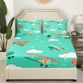 thumbnail image 3 of Airplane Sheet Set Cartoon Aircraft Vehicles Sheets Cute Birds Bed Sheets Set King,Sky Clouds Bedding Set Airliner Plane Aeroplane Kawaii Room Decor Green, 3 of 5