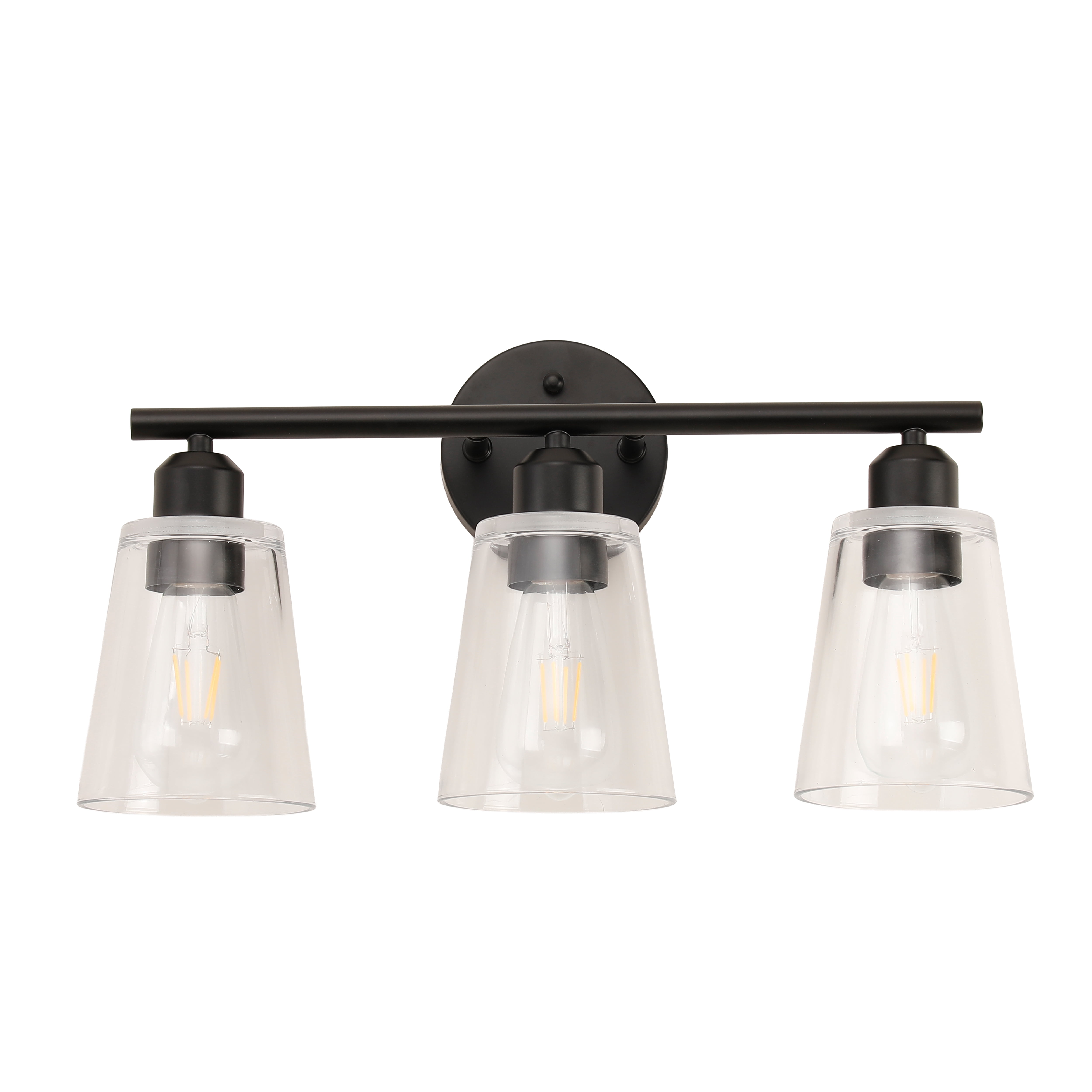 Farmhouse Cone Type Glass Vanity Lighting Modern Vanity Lights with Clear Glass Shade, Bathroom Wall Lamp for Mirror Kitchen Living Room Hallway Cabinet Porch