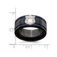 thumbnail image 3 of Mens Black Titanium with Silver Police Shield Band Ring (10mm), 3 of 4