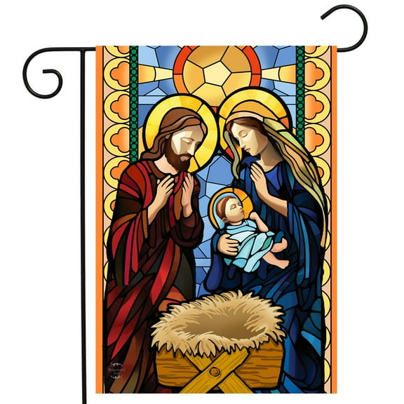 Briarwood Lane Stained Glass Nativity Garden Flag