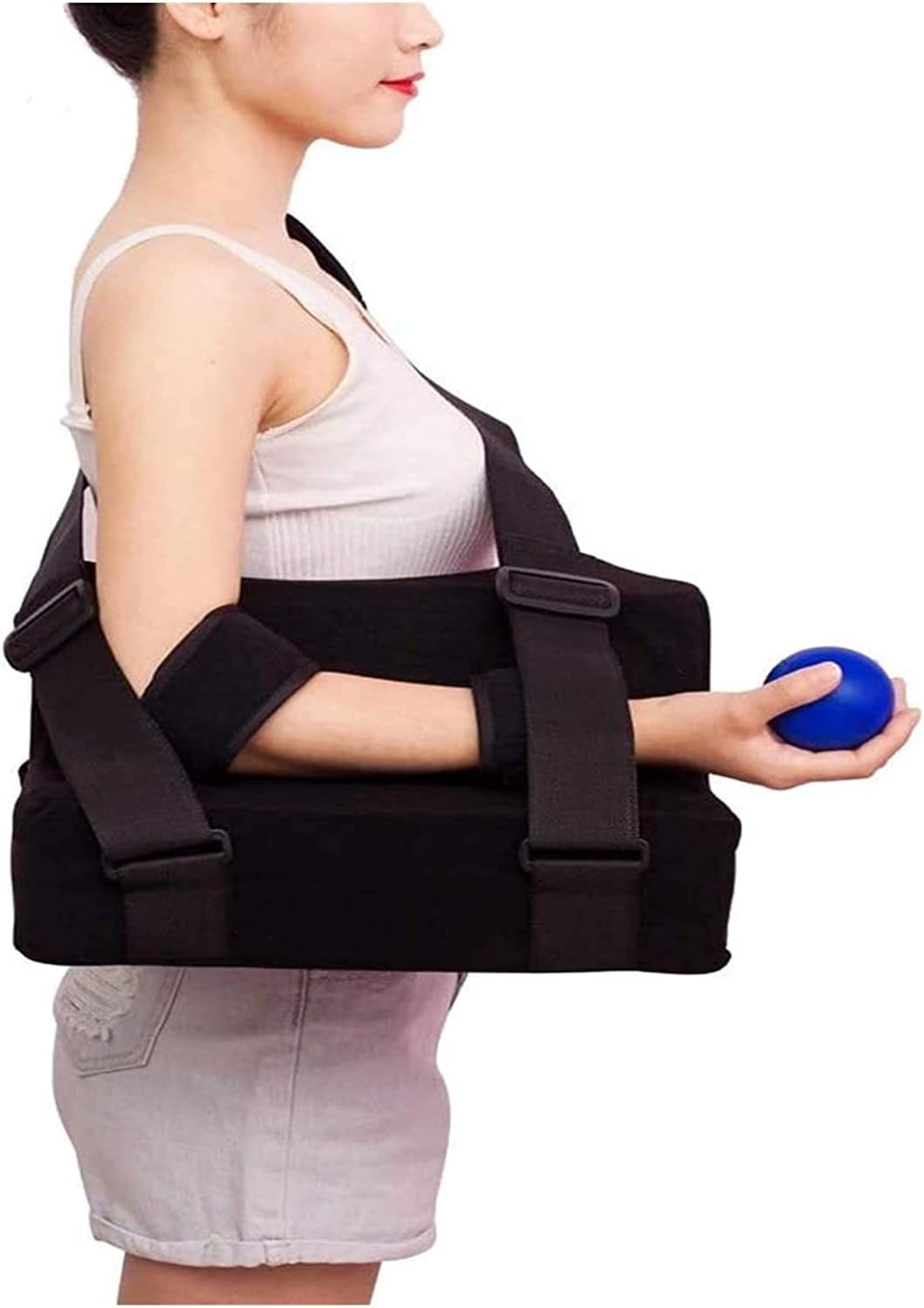 Hemvt Shoulder Abduction Sling for Left Arm, Adjustable Arm Sling with Pillow, Shoulder Immobilizer for Rotator Cuff Surgery, Elbow Brace Post-Support Stabilizer