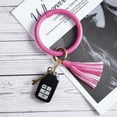 thumbnail image 5 of Handmade Wristlet Round Key Ring Chain Leather/ Silicone Oversized Bracelet Bangle Keychain Holder Tassel for Women Girl, 5 of 8
