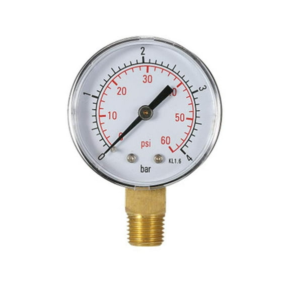 Water Pressure Gauge Pool Pressure Gauge 60PSI 1/4" NPT Bottom Mount, Imperial Thread Mechanical Scale Water and Gas Pressure Gauge (4 Bar)