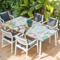 thumbnail image 2 of Turquoise Easter Bunny Table Cloths for 6 Foot Rectangle Tables, Spring Easter Eggs Floral Wooden Patio Waterproof Elastic Fitted Tablecloths, Washable Rectangular Table Cover for Camping, 2 of 8