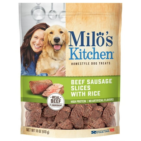 Milo's Kitchen Beef Sausage Slices With Rice Dog Treats, 18-Ounce