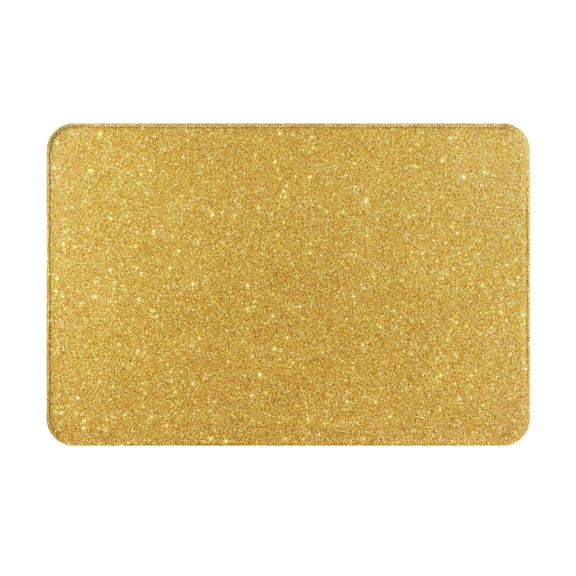 Rateoe Gold Shiny Pattern Flannel Door Mat Indoor Outdoor Entrance, Waterproof All-Weather Doormat,Fade Resistant, Low Profile Entryway Mat 16x24in