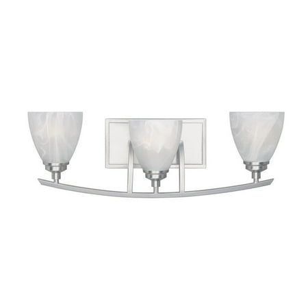

Designers Fountain 82903-SP Tackwood - Three Light Bath Bar Satin Platinum Satin Platinum Finish with Alabaster Glass