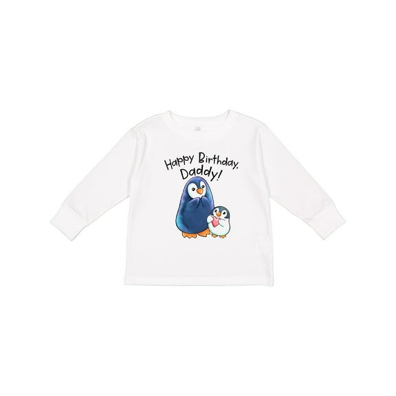 Inktastic Happy Birthday, Daddy- Cute Penguins Boys or Girls Long Sleeve Toddler T-Shirt