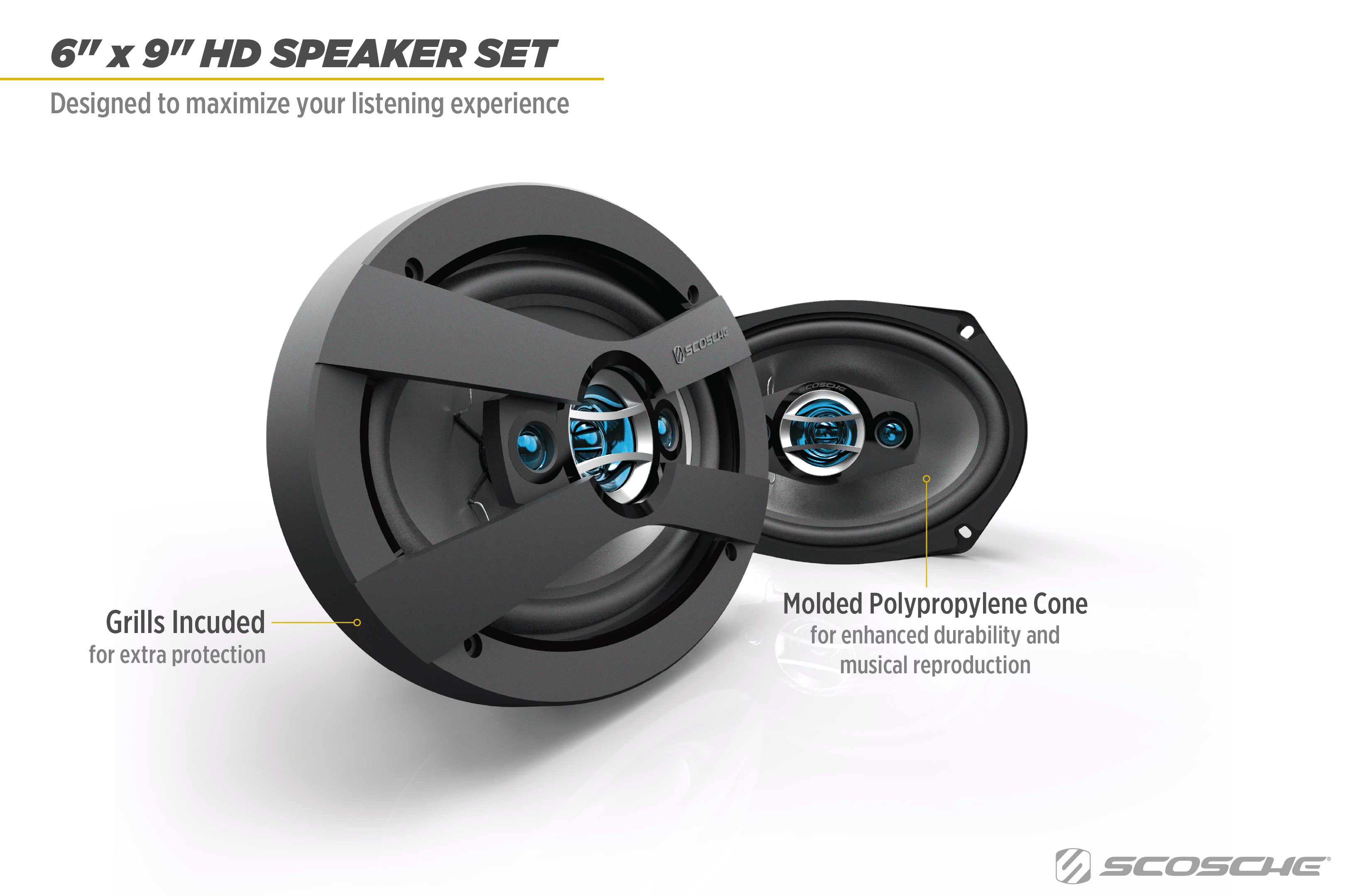 Scosche HD6904F - HD Speakers | Speakers for Cars | 6x9