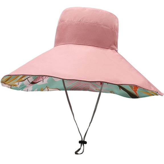 AJGRHE Wide Brim Sun Hat for Women Reversible Beach Hats Metal Wired Edge Gardening Hats, UPF 50 Bucket Summer Hat Pink One Size