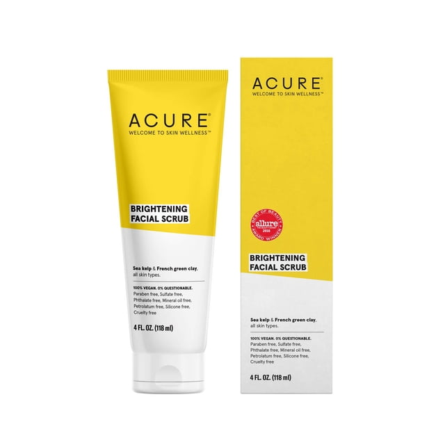 El empaque del exfoliante facial Acure Brightening de 120 ml puede variar