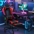 thumbnail image 3 of Homall RGB Gaming Chair with APP & Remote Control, LED Lights Ergonomic Computer Chair with Footrest & Massage Lumbar Support, Red, 3 of 12
