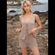 thumbnail image 4 of Conjunto de 2 Piezas de Ropa de Estar Informal de Punto para Mujer, con Escote en V y Lazo Frontal, Chaleco y Pantalones Cortos A Juego, para Playa Gris Rosado Pálido L, 4 of 7