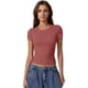 thumbnail image 3 of Camiseta QINSEN Slim Fit de manga corta para mujer Merlot S, 3 of 6
