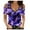 Purple, variant on Pntutb Womens Broken Floral Print Loose V-Neck Short Sleeve Tunic Shirt Blouse Tops