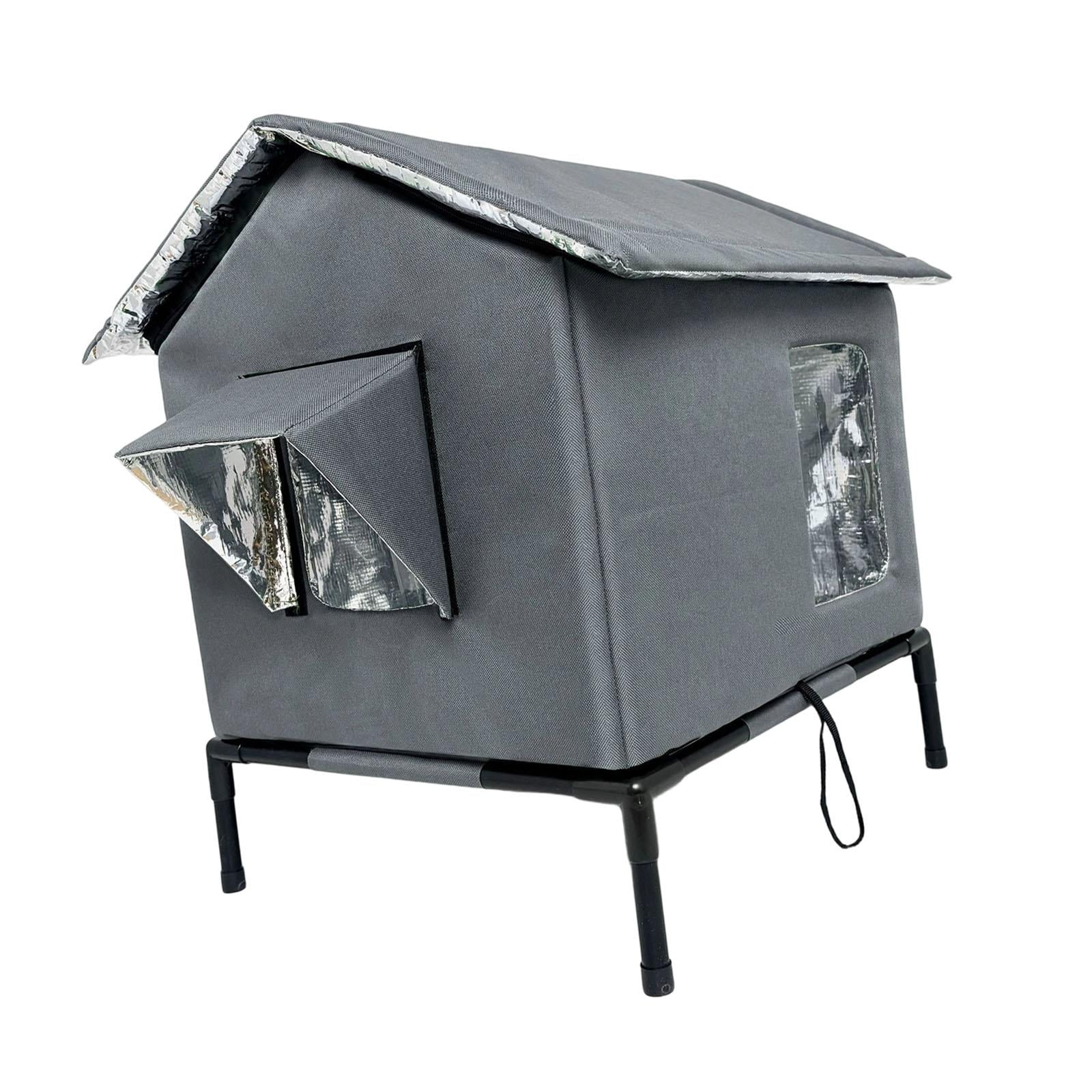 EHJRE Outdoor Cat House Feral Shelter Insulated Waterproof Tent Windproof Portable Kitty Enclosure with Oxford Cloth And Aluminum Foil for Community Porch G L