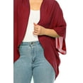 thumbnail image 5 of Women's Plus Size Solid Casual Cardigan Loose Fit Draped Ruffles Kimono Sleeve, 5 of 6
