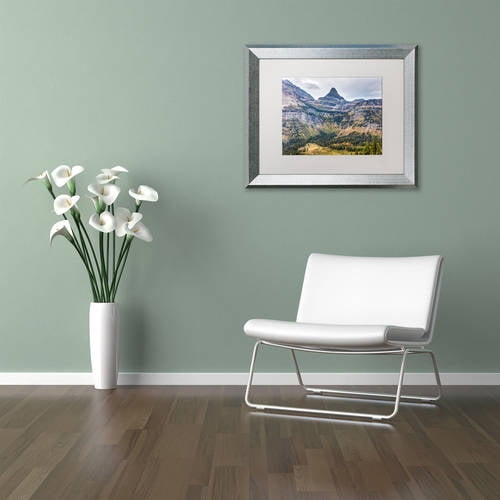 Trademark Fine Art 'Glacier National Park in Autumn' Canvas Art by Pierre Leclerc, White Matte, Silver Frame