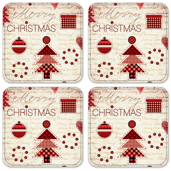 Vinyl Drink Coasters - Set of 4 - Christmas Vintage