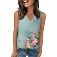 thumbnail image 4 of Tank Tops for Women under $4.98 no boundari Sleeveless Printed V-neck Pullover Side Slit Loose Casual Top Multicolor XL, 4 of 6