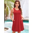 thumbnail image 3 of Vestidos de verano Kikibell para mujer, vestidos casuales con bolsillos, vestido de playa, trajes de vacaciones, rojo, M, 3 of 9