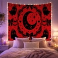 thumbnail image 2 of Crescent Moon Within an Ornate Frame with Ghosts and Bows, Playful Gothic for Dark Art Lovers, Creepy Cute Decor, Halloween Gift, Tapestry Wall Hanging for Bedroom and Dorm, 2 of 6