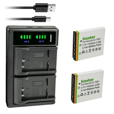 Kastar 2-Pack Battery and LTD2 USB Charger Replacement for Polaroid T-1234 T1235 T-1235 PRAKTICA DMMC3D DMMC-3D LM 10-TS LM 12-TS Luxmedia 10TS Luxmedia 10-TS Luxmedia 12TS Luxmedia 12-TS
