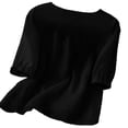 thumbnail image 6 of CLOISE Womens Blouses 3/4 Sleeve Plus Size Embroidery T Shirts Loose Floral V Neck Pullover Cotton Linen Casual Fall Tops Black 3XL, 6 of 6