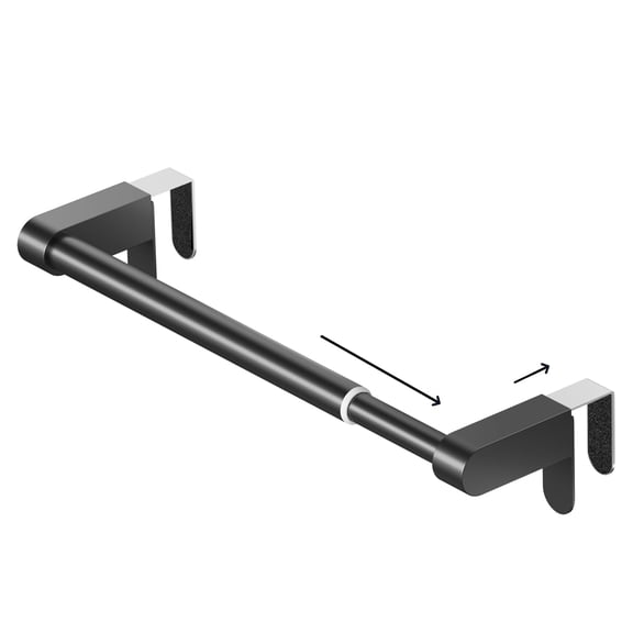 VEHHE Kitchen Towel Holder, Retractable Kitchen Towel Rack, Hooks Adjustable to Cabinet Door Thickness, Dish Towels Holder with EVA Pad, Over The Door Towels Rack, L10.4~16.9 X W2.8 X H2.4 in (Black)