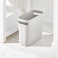 thumbnail image 3 of mDesign Plastic Small 1.5 Gal/5.7 Liter Trash Can, Handles, 2 Pack, Light Gray, 3 of 9