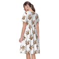 thumbnail image 2 of Bixox Robe d'Été à Manches Courtes pour Femmes Robe Ample Longueur Genou avec Poches-Rétro Écureuil, 2 of 7