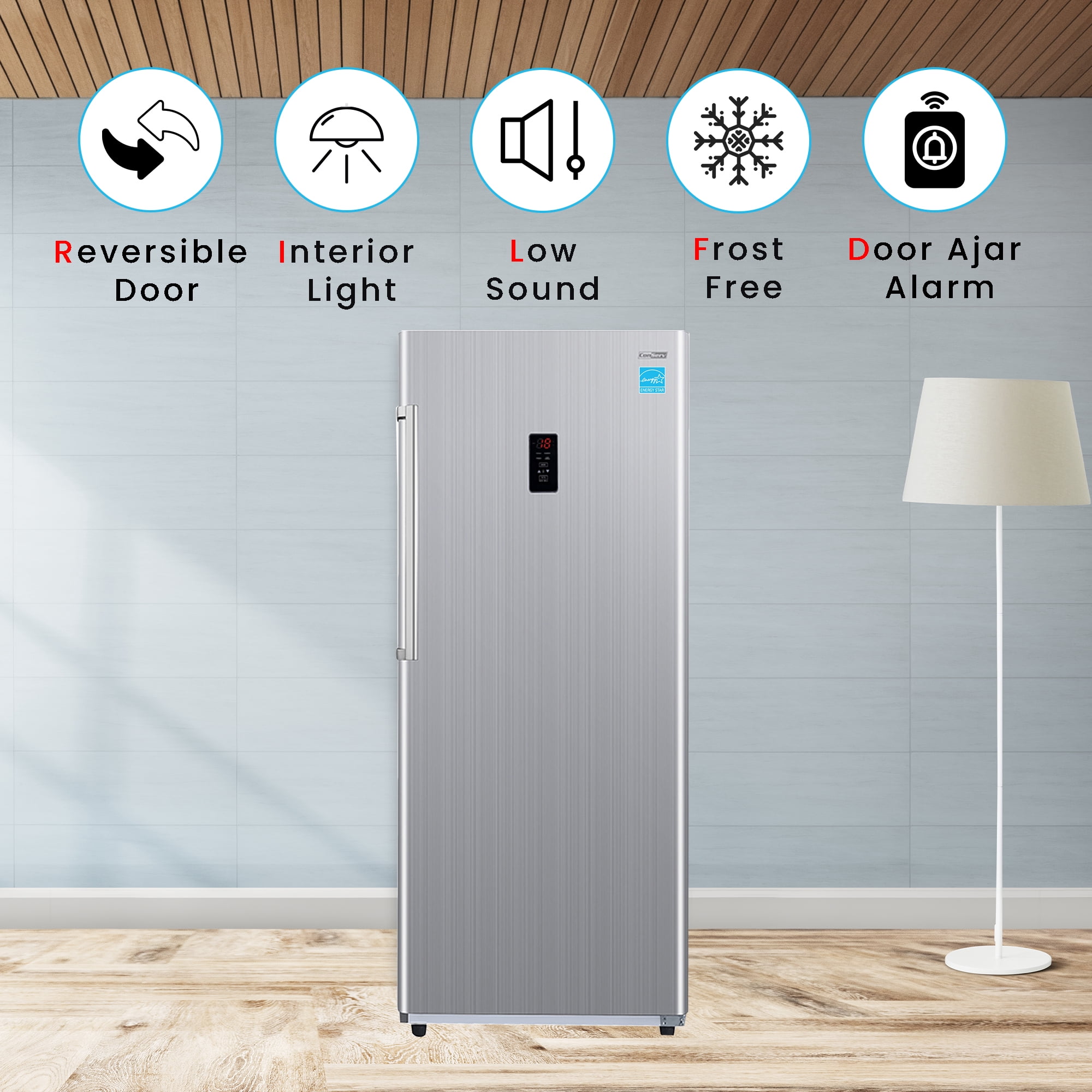 Conserv 14 Cu.ft Garage Ready Convertible Upright Freezer/Refrigerator, Stainless Steel