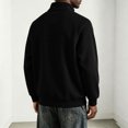 thumbnail image 5 of FRSASU Men's Sweatshirts Half Zip Mock Neck Pullover Ribbed Knit Sweatshirt Casual Slim Fit Fall Winter Tops Black, 5 of 8