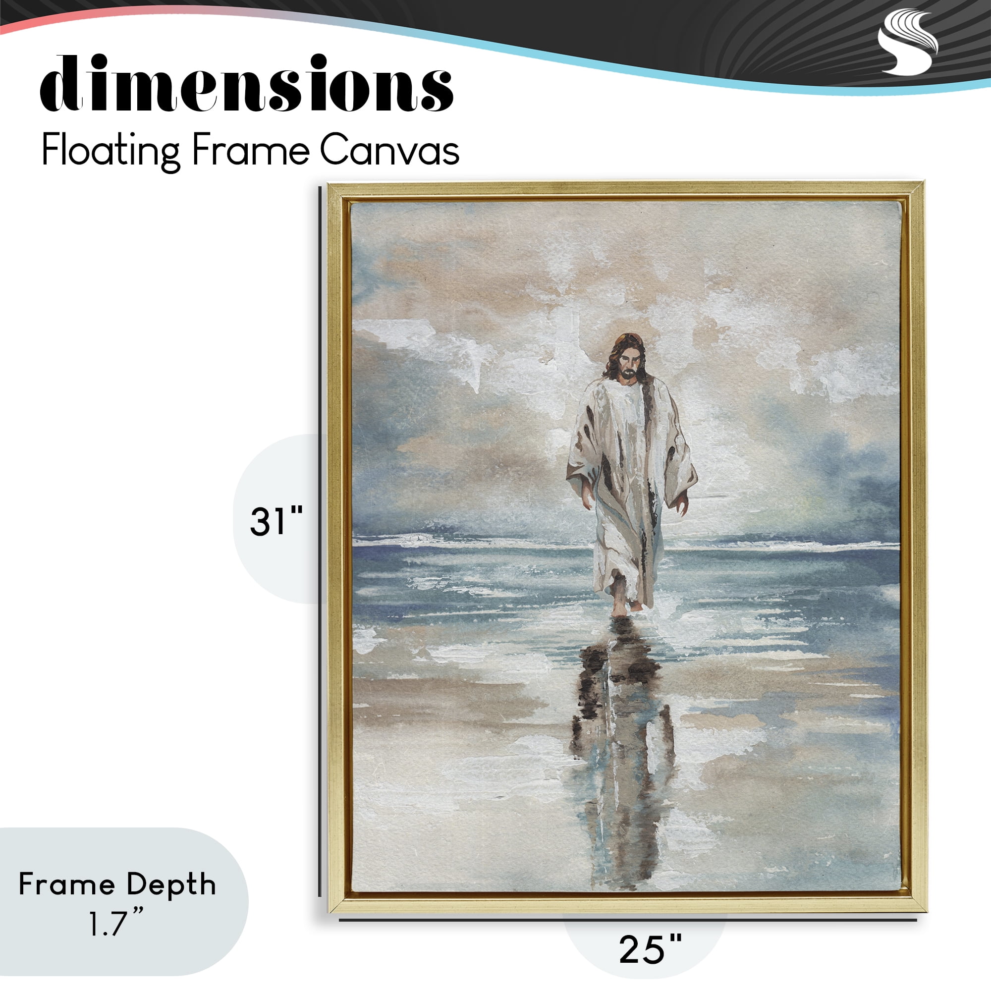 Stupell Industries Jesus on Water Gold Framed Floater Canvas Wall Art, design by Elizabeth Medley