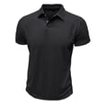 thumbnail image 5 of Mens Textured Jacquard Polo Shirt Super Stretch Short Sleeve Polo Shirts for Men Black, 5 of 6