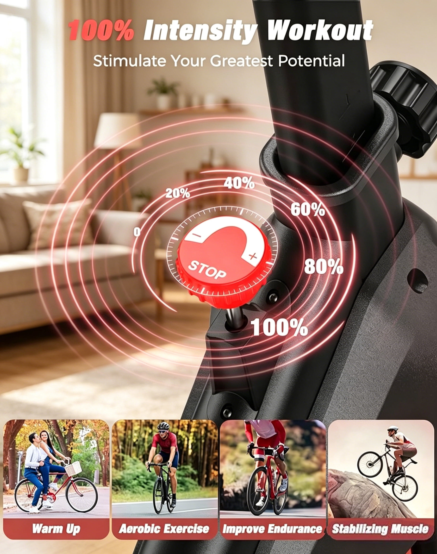 YOSUDA Exercise Bike-Stationary Indoor Cycling Bike for Home 330 Lbs Weight Capacity, Comfortable Seat Cushion and LCD Monitor