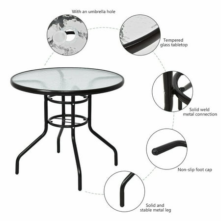 31 5 Patio Round Glass Top Table Steel Frame Dining Furniture Canada 31 5 Patio Round Glass Top Table Steel, How To Fix Glass Patio Table