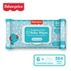 Fisher-Price Plant-Based Baby Wipes, Fragrance-Free, 6 Flip-Top Packs, 384 Count