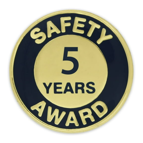 Gold and Navy 5 Year Safety Award Enamel Lapel Pin