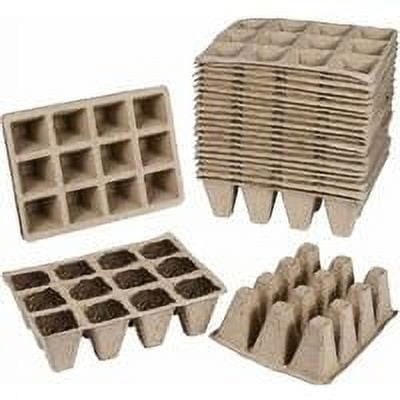 Macetas biodegradables de 25 piezas, macetas pequeñas de fibra, juego de macetas de jardinería, plántulas y macetas compostables para germinar sin plástico sin turba (Bandeja de plántulas: